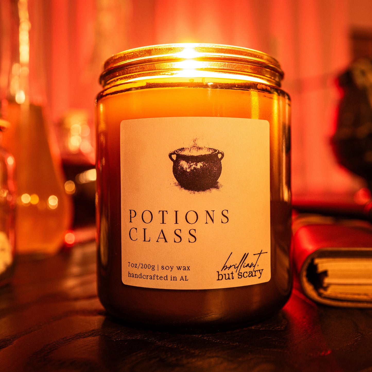 “Potions Class” candle — inspired by the wizarding world, handcrafted soy wax, a magical gift for book lovers and Harry Potter fans.
