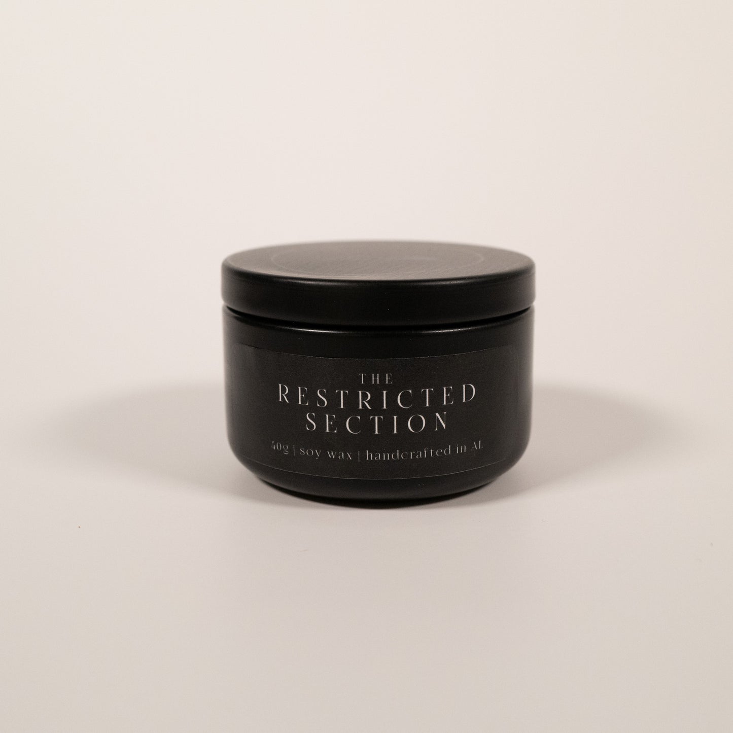 “The Restricted Section” small tin candle — gift for Harry Potter fans and book lovers, inspired by the wizarding world.