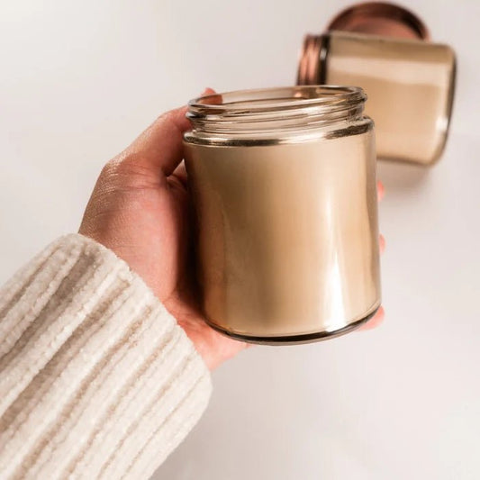 A close-up look at a handcrafted luxury candle from Brilliant, but Scary.