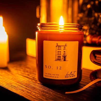 “No. 12” candle — a handcrafted soy wax candle inspired by the wizarding world, perfect for Harry Potter fans and fantasy book lovers.