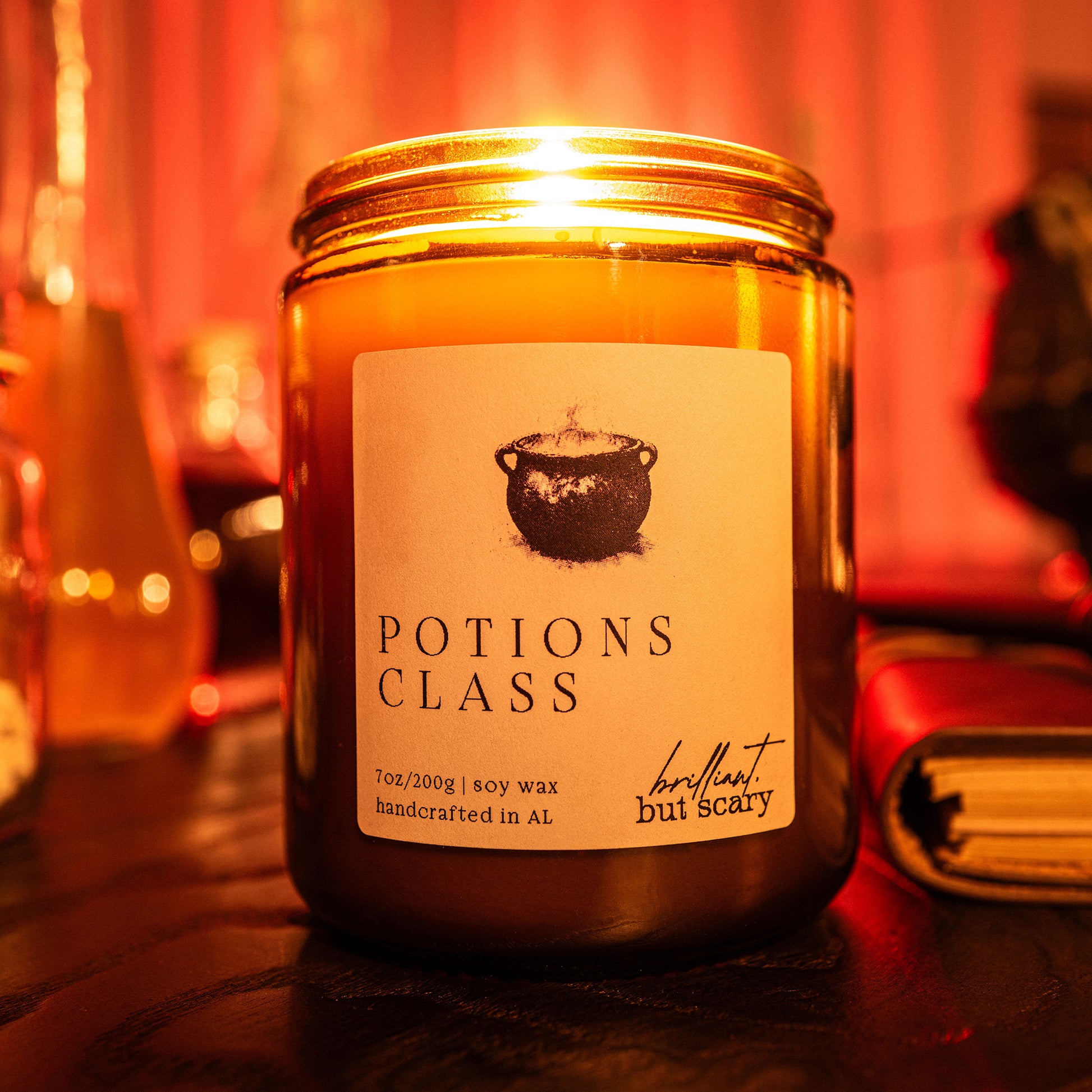 Handcrafted soy candles for fantasy book readers, potterheads, wizards, and non-magic folk. Potions Class is created in small batches, located in AL.